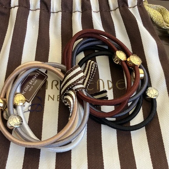 Henri Bendel 10 Piece Hair Ties Set Grey Multi Color Bundle NWT - Picture 3 of 5